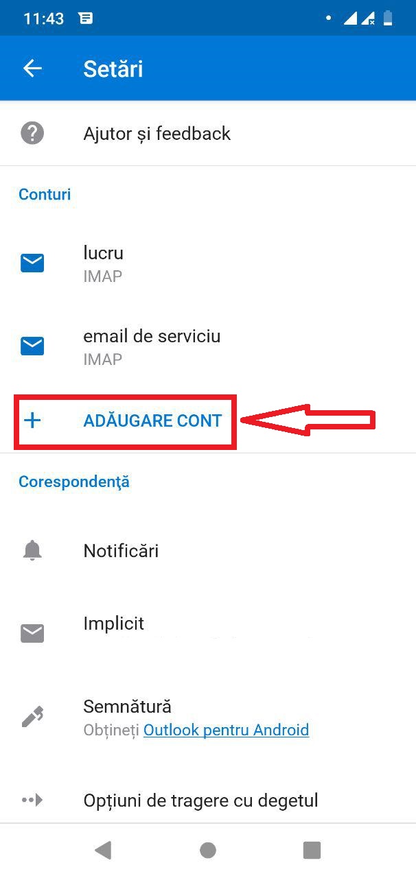 Ghid de configurare a clientului poștal Outlook pentru Android si iOS