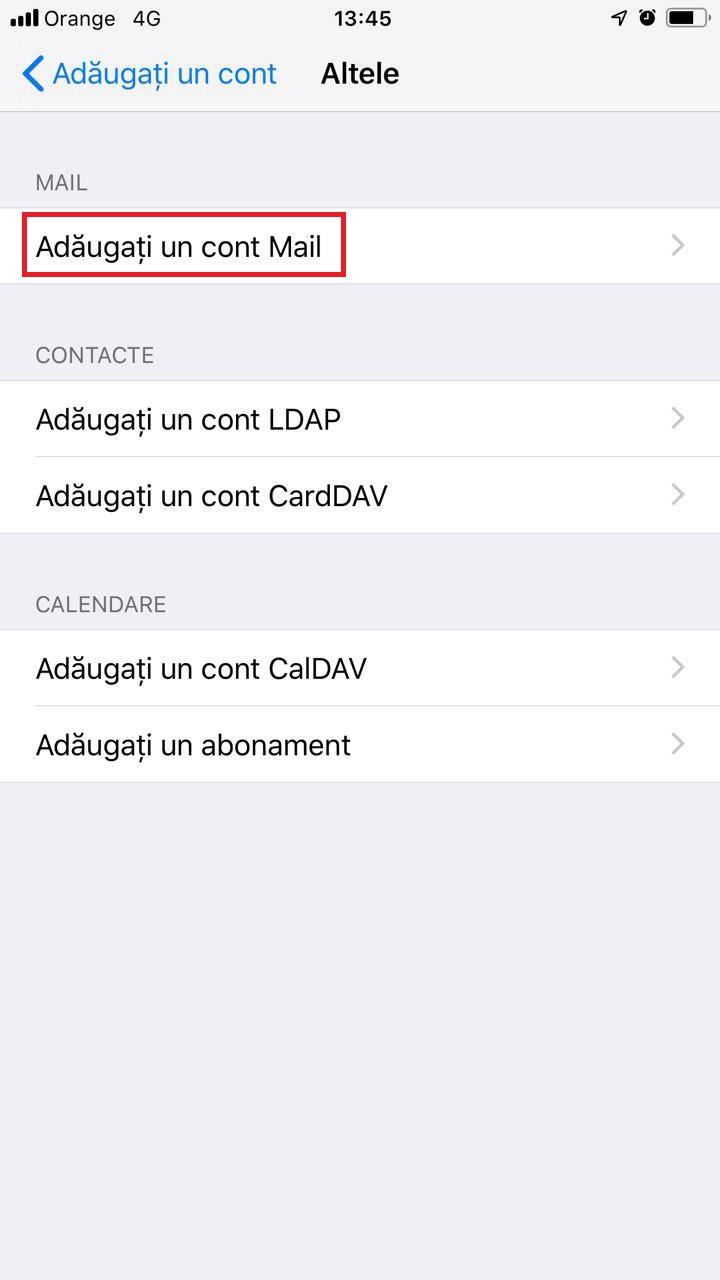 Ghid pentru configurare a clientului poștal Mail pentru iPhone