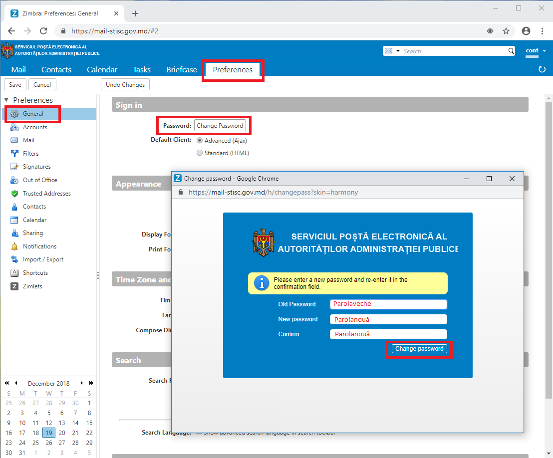 Ghid pentru resetarea parolei la poșta electronică