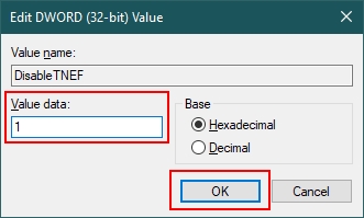 Ghid pentru dezactivarea winmail.dat în Outlook 2010, 2013, 2016 - pasul 7